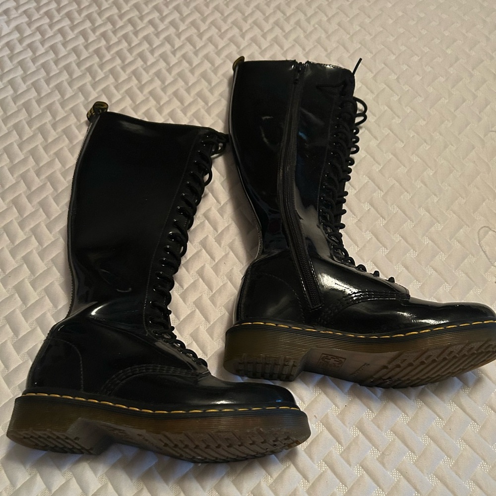 Dr. Martens Black Patent Leather Combat Boots
